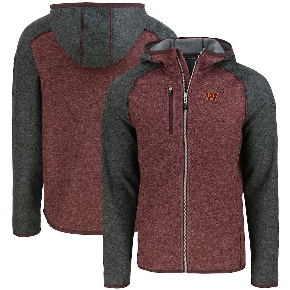 Washington Commanders Cutter & Buck Mainsail Full-Zip Hooded Jacket - Heather Burgundy outlet
