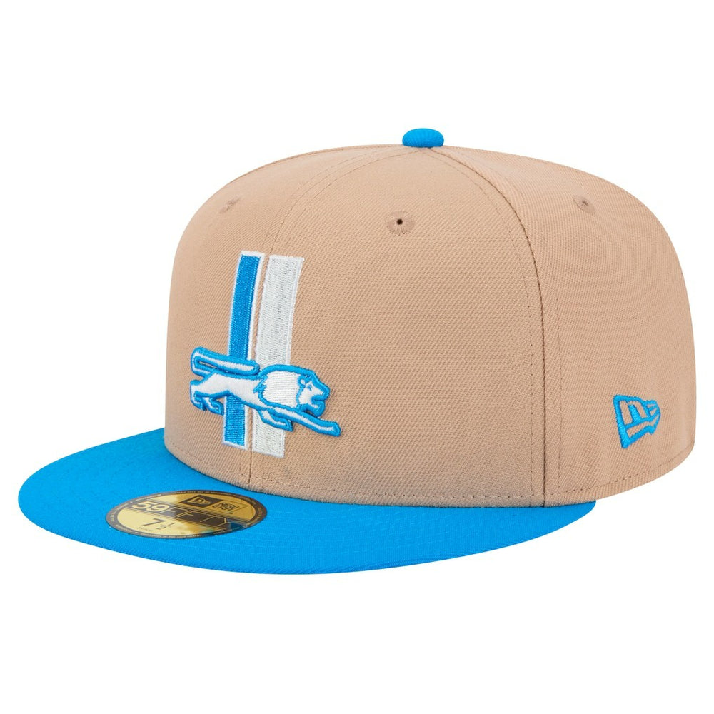 Detroit Lions New Era Throwback Logo Main 59FIFTY Fitted Hat - Tan on sale