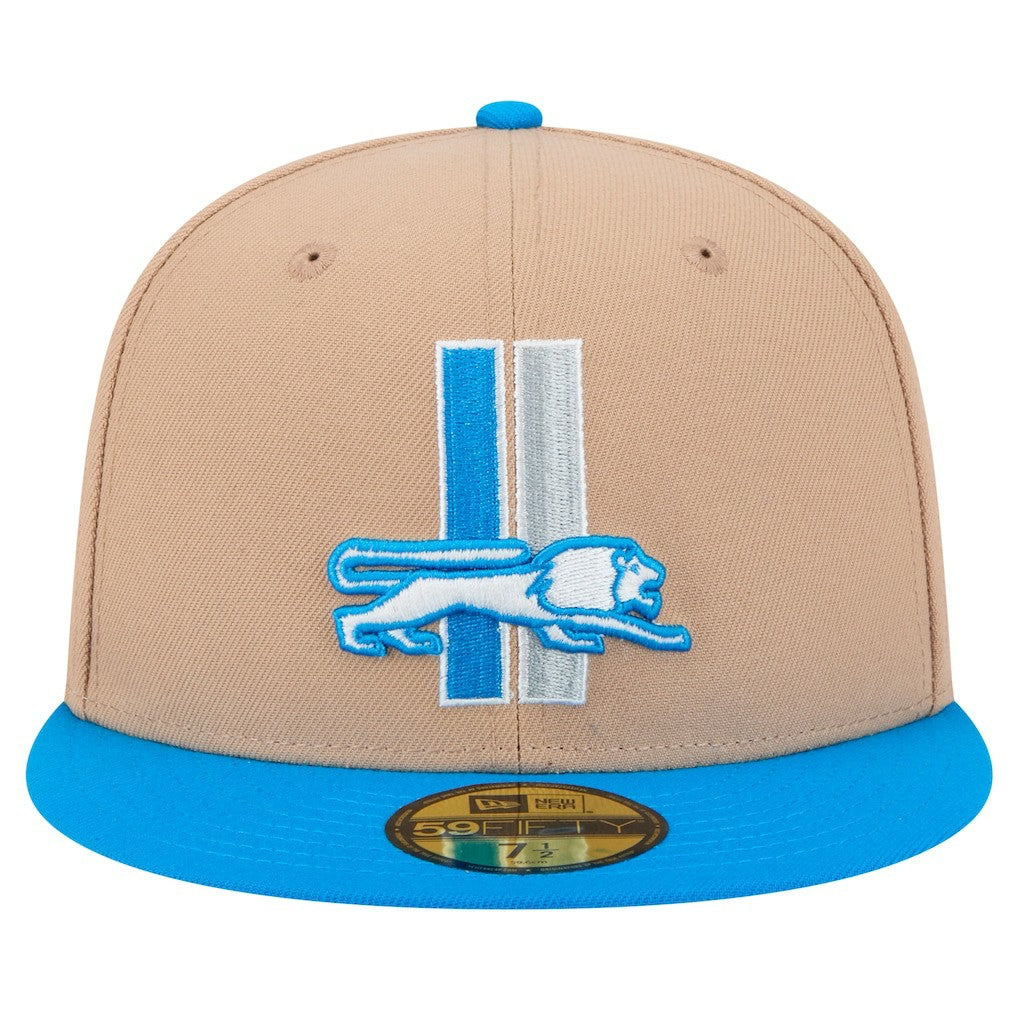 Detroit Lions New Era Throwback Logo Main 59FIFTY Fitted Hat - Tan on sale