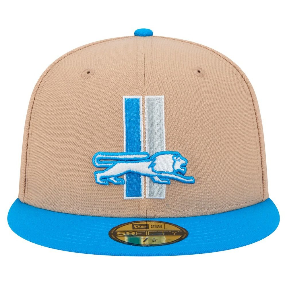 Detroit Lions New Era Throwback Logo Main 59FIFTY Fitted Hat - Tan on sale