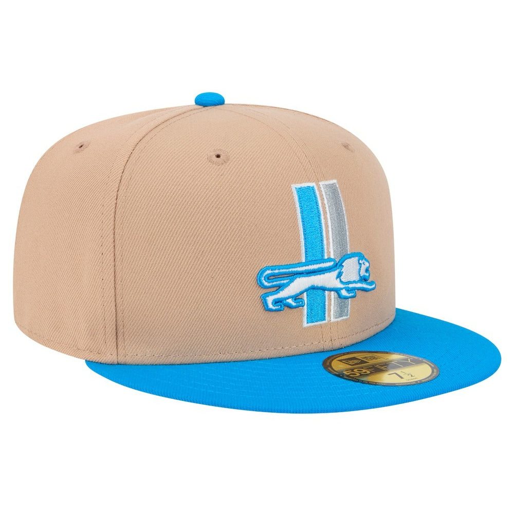 Detroit Lions New Era Throwback Logo Main 59FIFTY Fitted Hat - Tan on sale