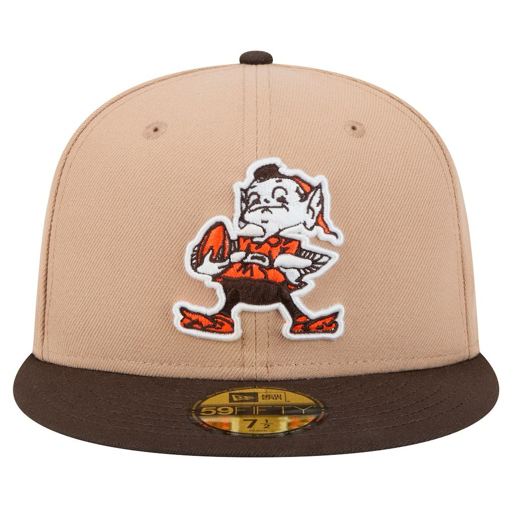 Cleveland Browns New Era Throwback Logo Main 59FIFTY Fitted Hat - Tan for sale