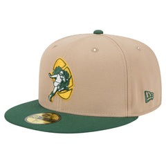 Green Bay Packers New Era Throwback Logo Main 59FIFTY Fitted Hat - Tan discount