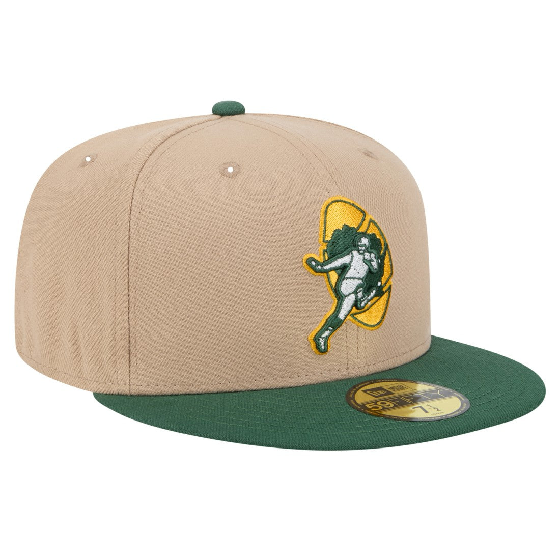 Green Bay Packers New Era Throwback Logo Main 59FIFTY Fitted Hat - Tan discount