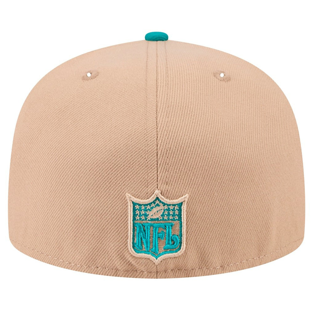 Miami Dolphins New Era Throwback Logo Main 59FIFTY Fitted Hat - Tan sale