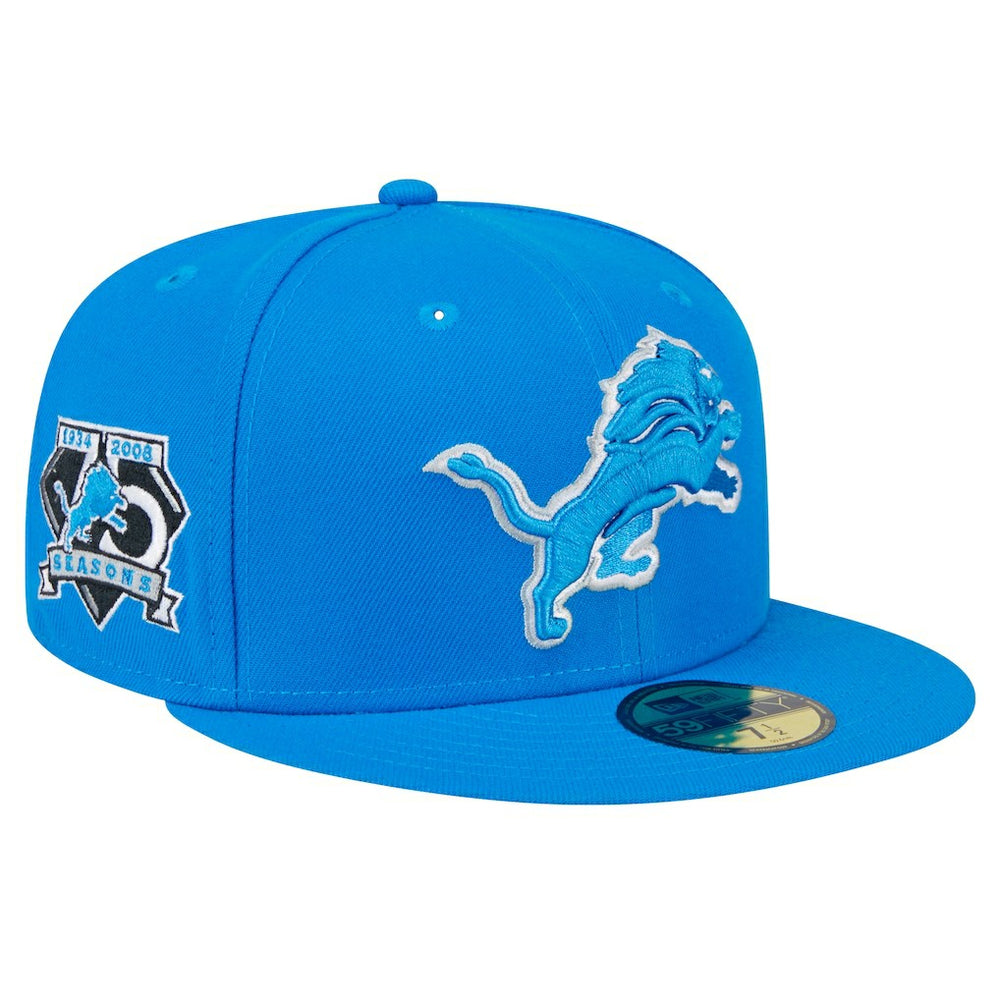 Detroit Lions New Era Main Side Patch 59FIFTY Fitted Hat - Blue sale