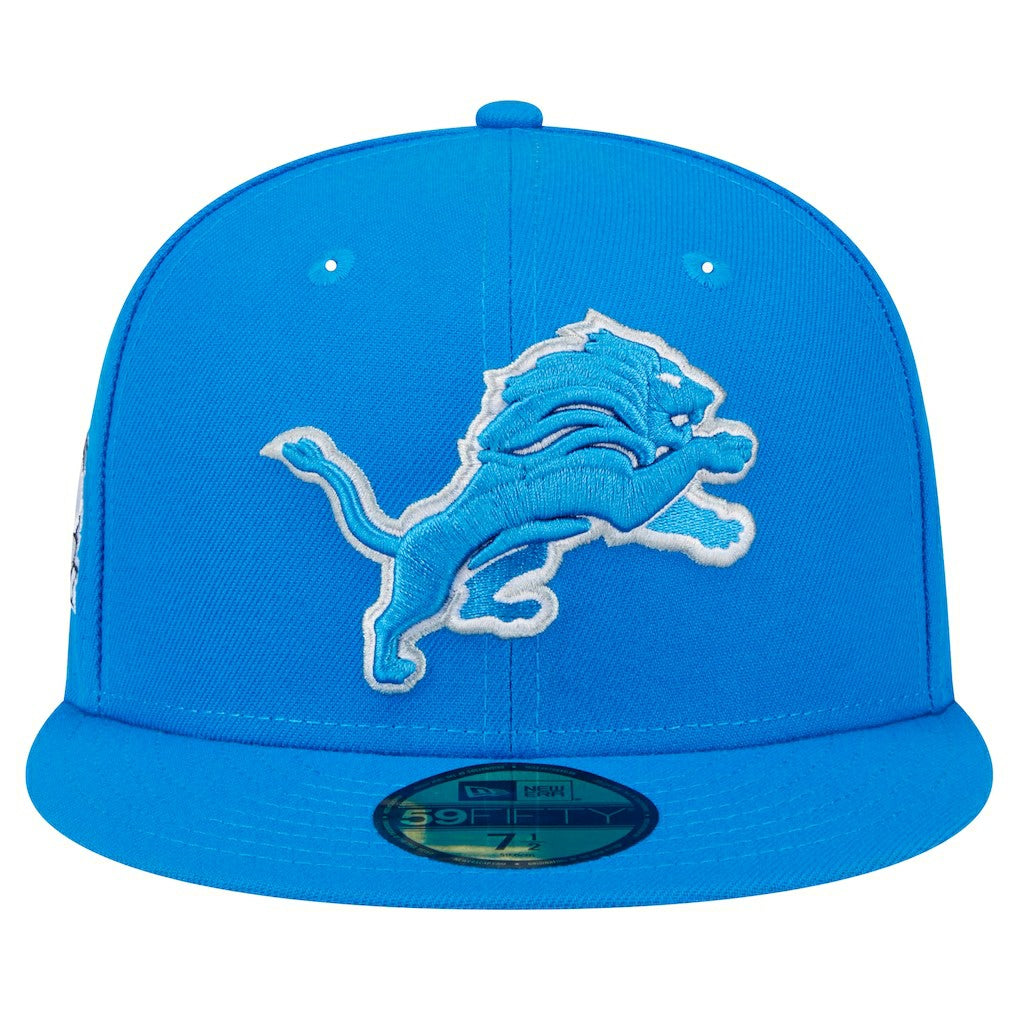 Detroit Lions New Era Main Side Patch 59FIFTY Fitted Hat - Blue sale