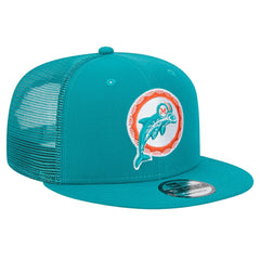 Miami Dolphins New Era Throwback Main Trucker 9FIFTY Snapback Hat - Aqua on sale