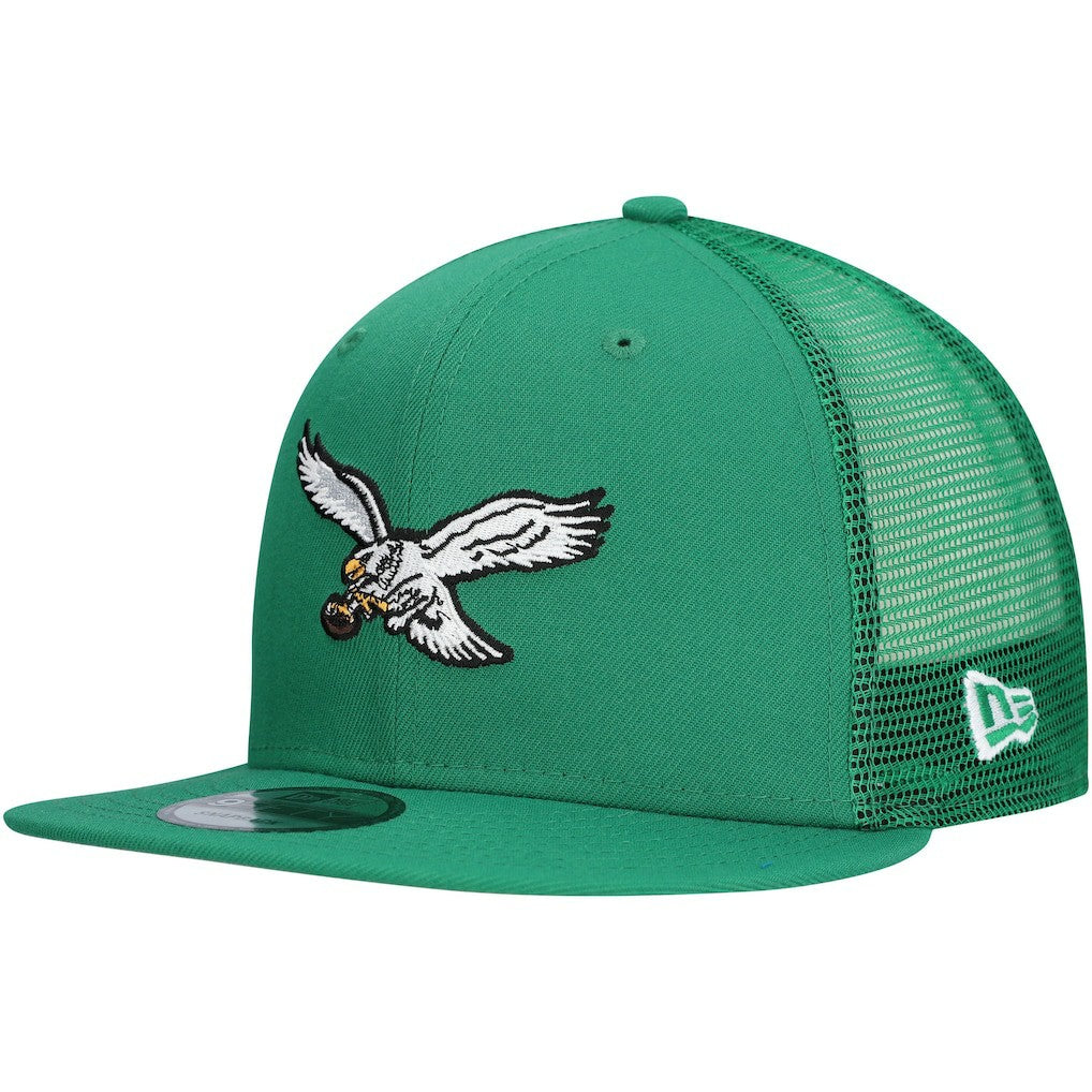 Philadelphia Eagles New Era Throwback Main Trucker 9FIFTY Snapback Hat - Kelly Green discount