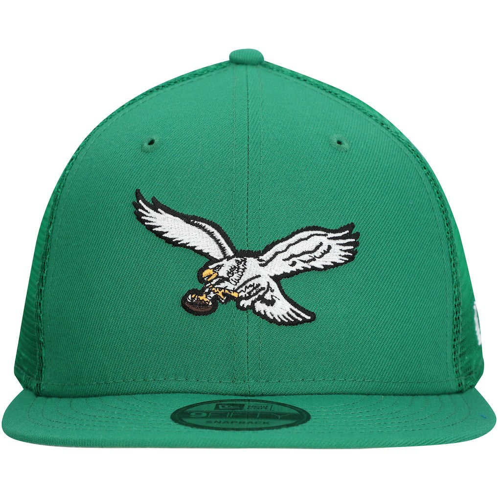 Philadelphia Eagles New Era Throwback Main Trucker 9FIFTY Snapback Hat - Kelly Green discount
