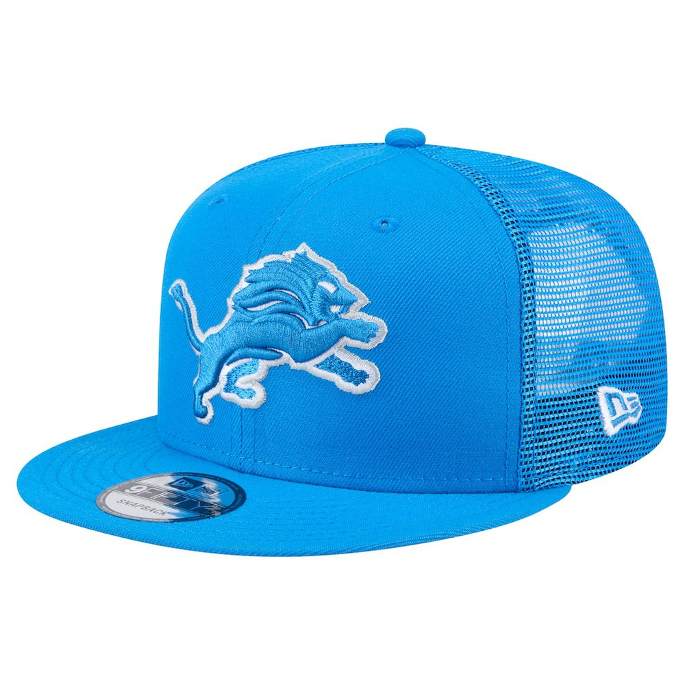 Detroit Lions New Era Main Trucker 9FIFTY Snapback Hat - Blue for sale