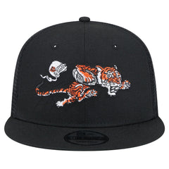Cincinnati Bengals New Era Throwback Main Trucker 9FIFTY Snapback Hat - Black on sale