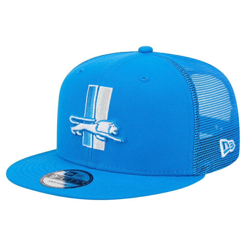 Detroit Lions New Era Throwback Main Trucker 9FIFTY Snapback Hat - Blue for sale
