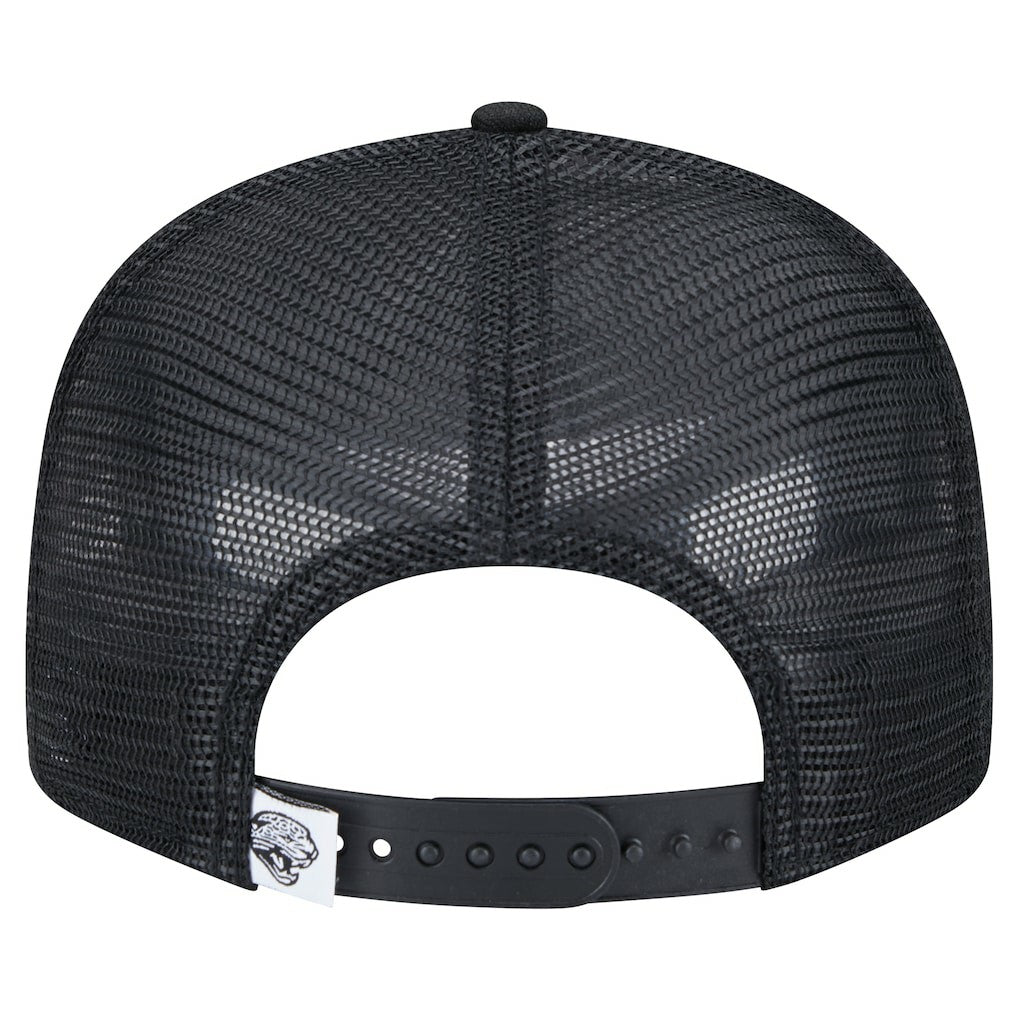New Era Jacksonville Jaguars Black Main Trucker 9FIFTY Snapback Hat sale