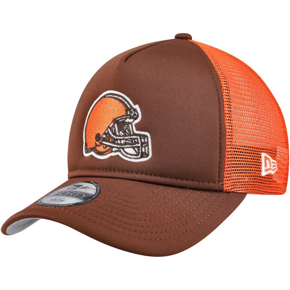 Cleveland Browns New Era Youth A-Frame 9FORTY Trucker Adjustable Hat - Brown cheap