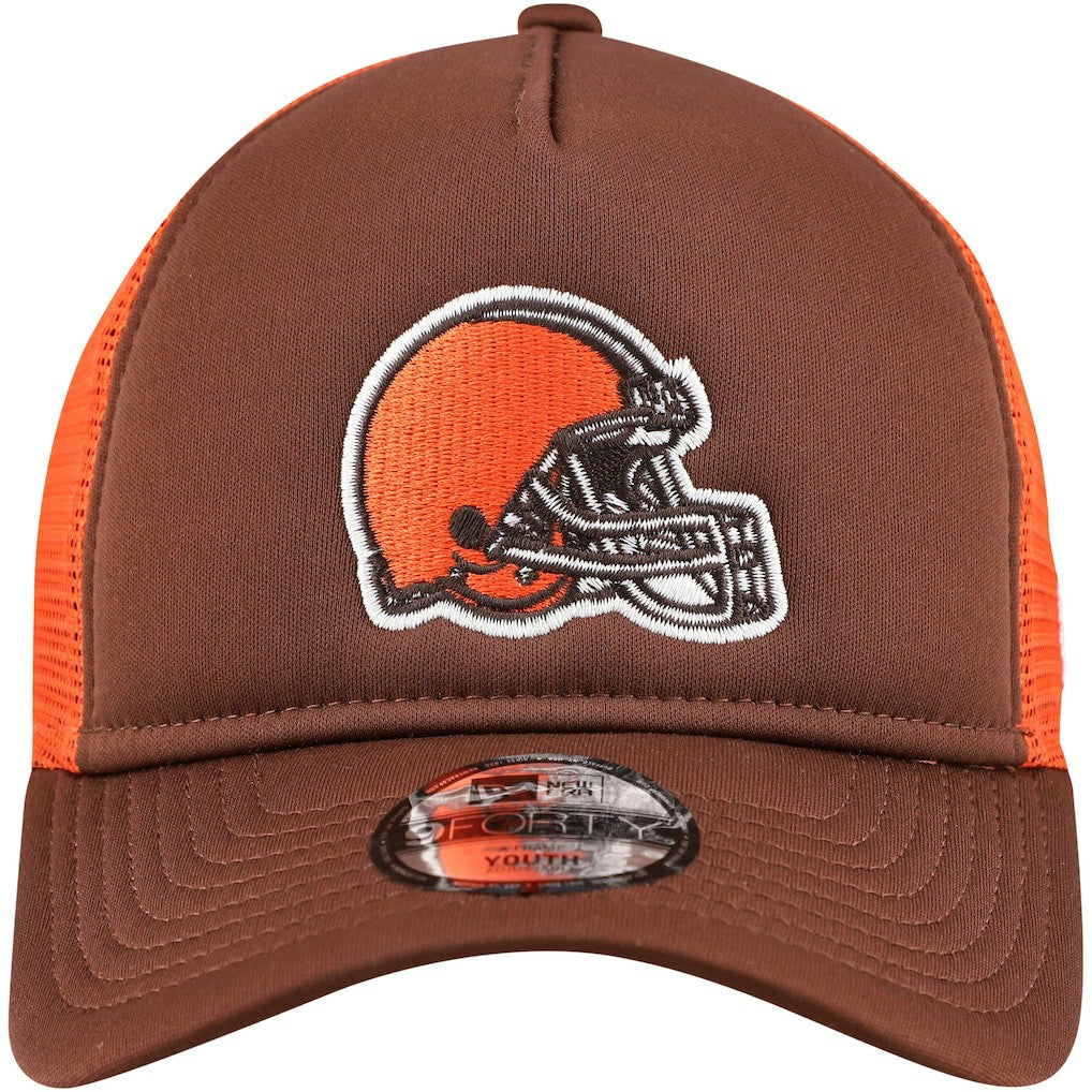 Cleveland Browns New Era Youth A-Frame 9FORTY Trucker Adjustable Hat - Brown cheap