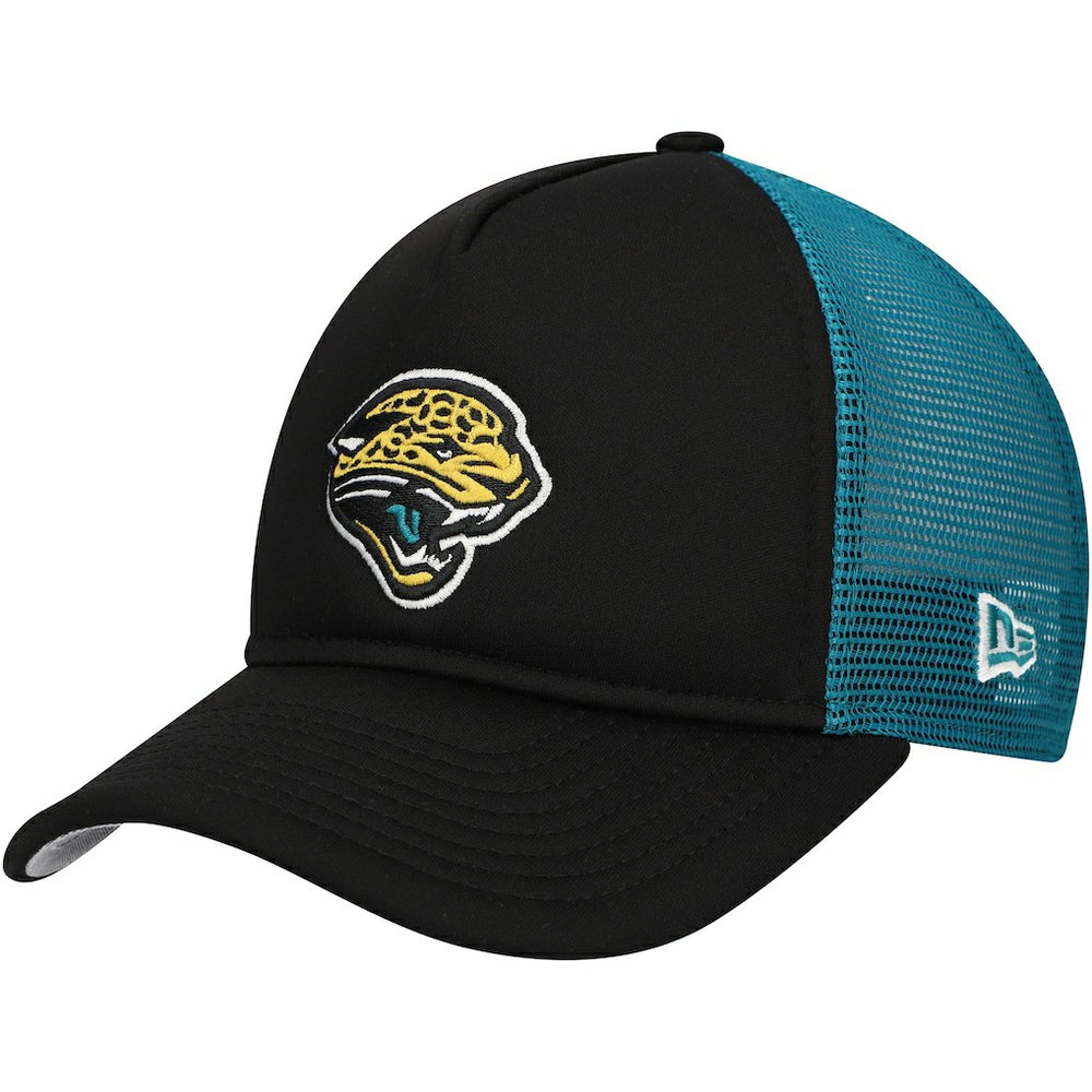 Jacksonville Jaguars New Era Youth A-Frame 9FORTY Trucker Adjustable Hat - Black cheap