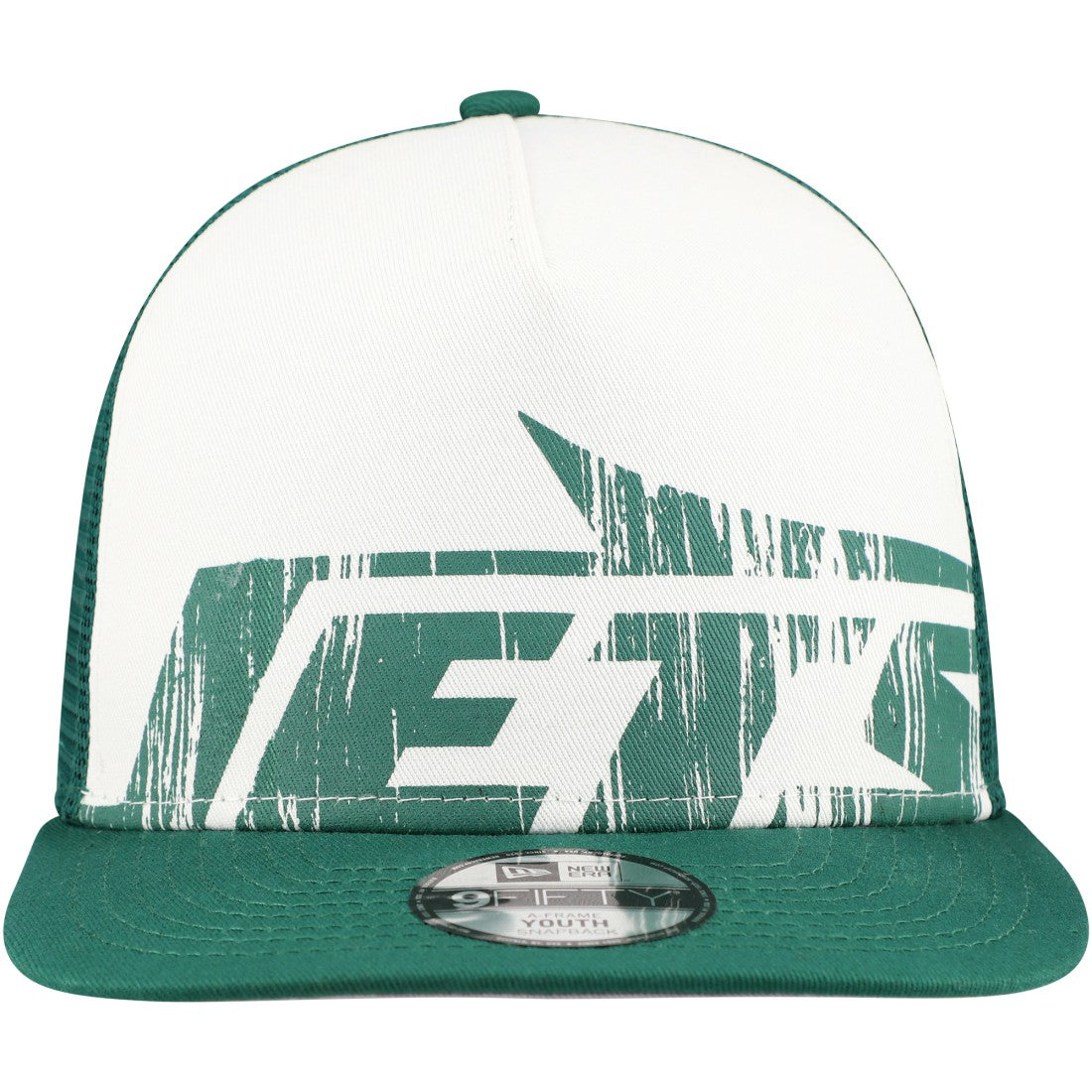 New York Jets New Era Youth Distressed 9FIFTY A-Frame Snapback Hat - White/Green online
