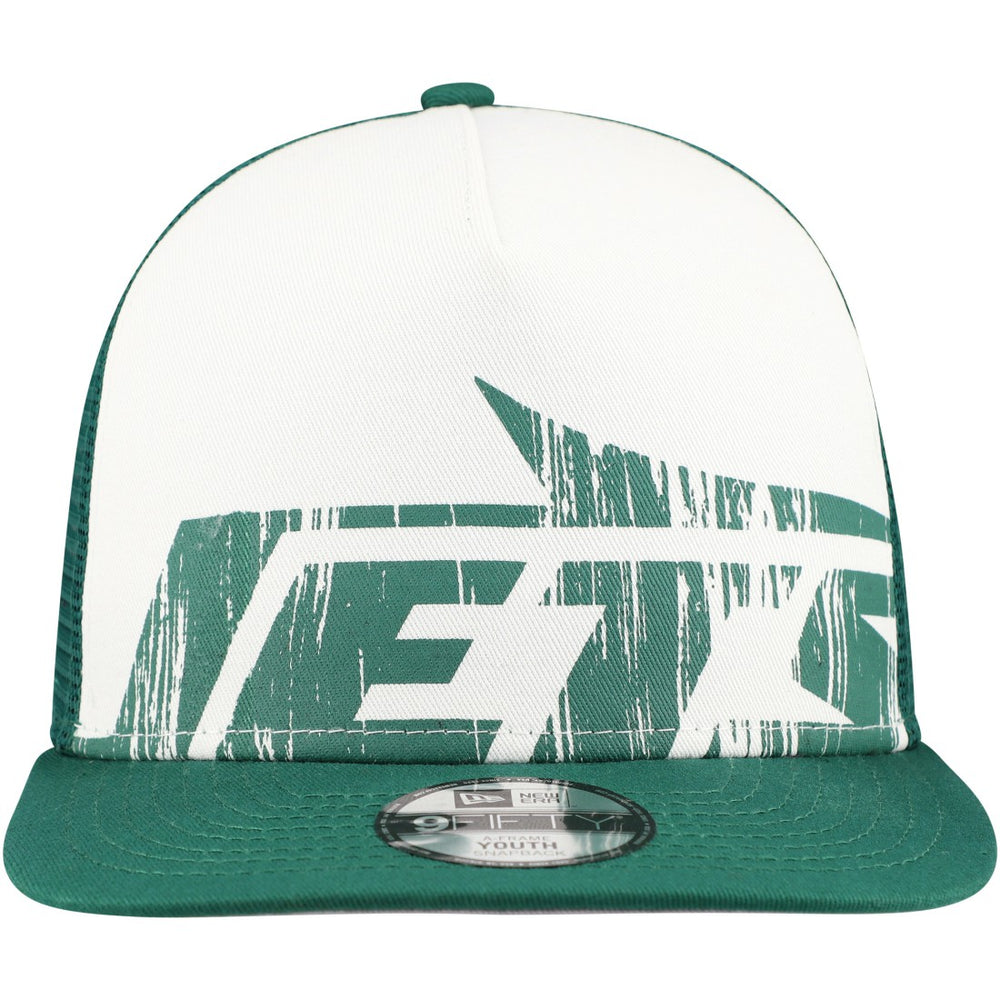 New York Jets New Era Youth Distressed 9FIFTY A-Frame Snapback Hat - White/Green online