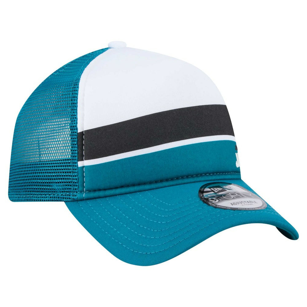 Jacksonville Jaguars New Era Youth Sport Night Color Block 9FORTY A-Frame Trucker Adjustable Hat - Teal discount