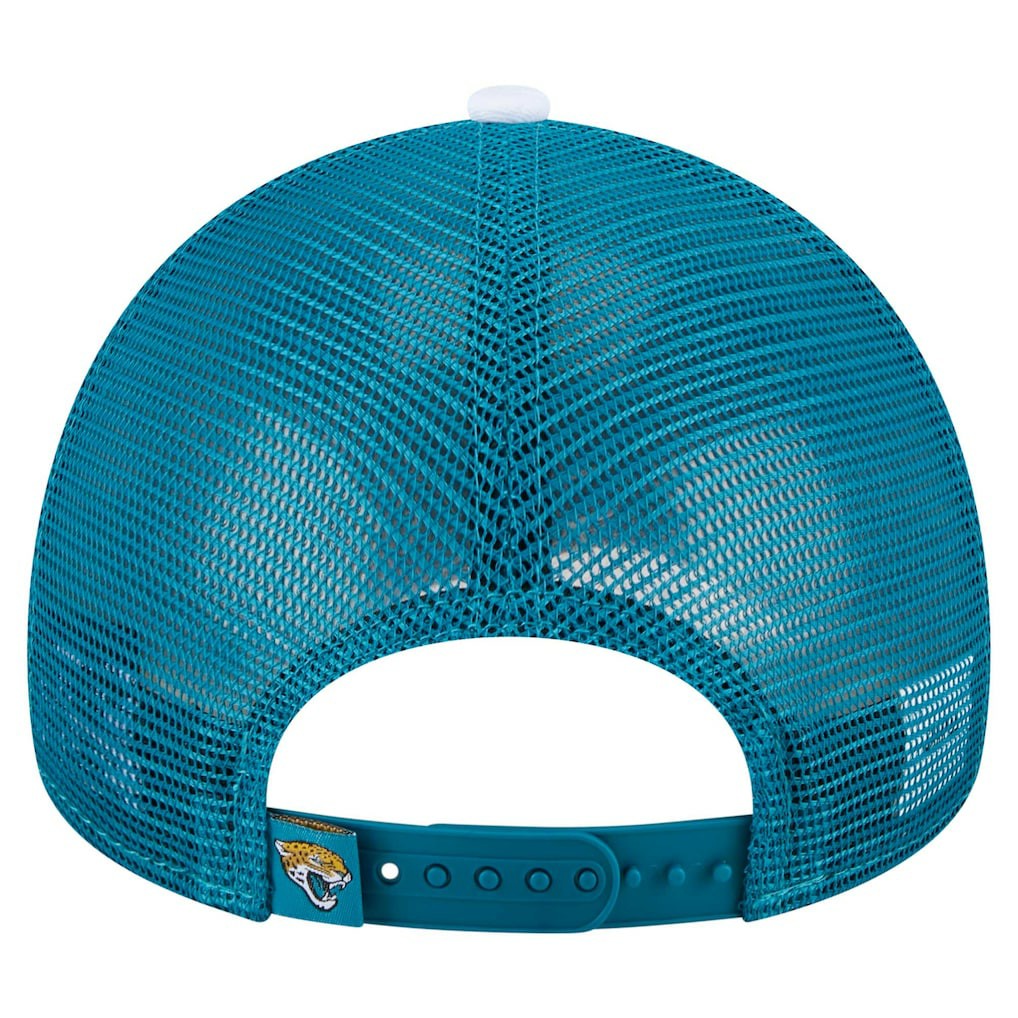 Jacksonville Jaguars New Era Youth Sport Night Color Block 9FORTY A-Frame Trucker Adjustable Hat - Teal discount