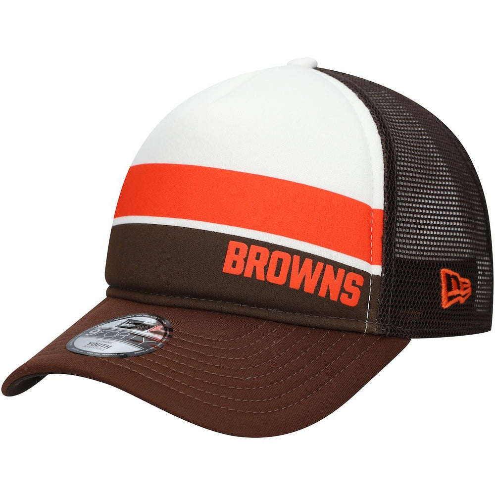 Cleveland Browns New Era Youth Sport Night Color Block 9FORTY A-Frame Trucker Adjustable Hat - Brown cheap