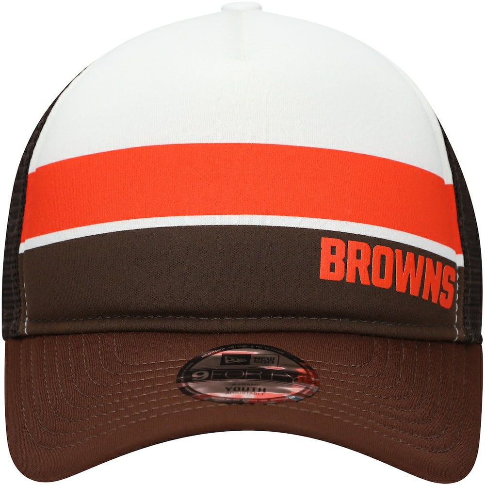 Cleveland Browns New Era Youth Sport Night Color Block 9FORTY A-Frame Trucker Adjustable Hat - Brown cheap