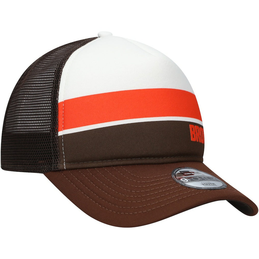 Cleveland Browns New Era Youth Sport Night Color Block 9FORTY A-Frame Trucker Adjustable Hat - Brown cheap