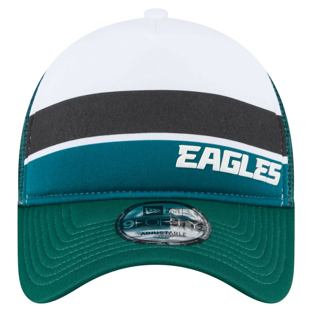 Philadelphia Eagles New Era Youth Sport Night Color Block 9FORTY A-Frame Trucker Adjustable Hat - Midnight Green discount
