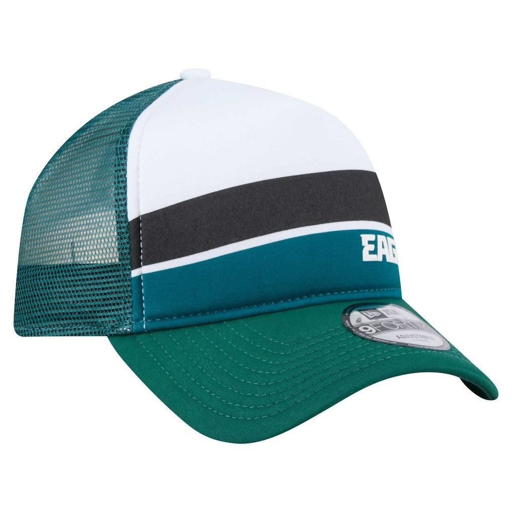 Philadelphia Eagles New Era Youth Sport Night Color Block 9FORTY A-Frame Trucker Adjustable Hat - Midnight Green discount