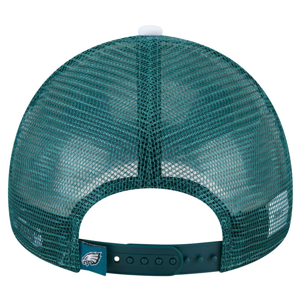 Philadelphia Eagles New Era Youth Sport Night Color Block 9FORTY A-Frame Trucker Adjustable Hat - Midnight Green discount