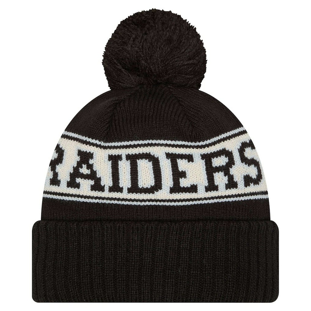 Las Vegas Raiders Youth New Era Retro Cuffed Knit Hat with Pom - Black outlet