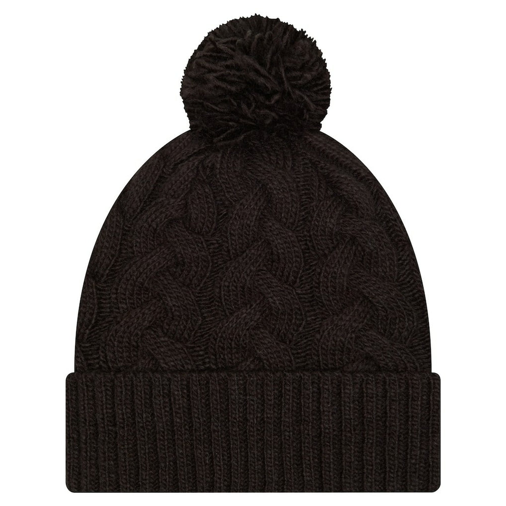 Cincinnati Bengals New Era Girls Youth Cabled Cuffed Knit Hat with Pom - Black on sale