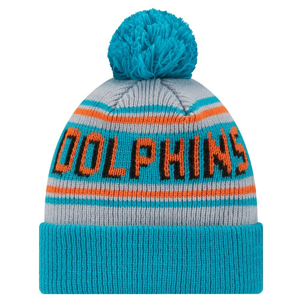 Miami Dolphins New Era Youth Main Cuffed Knit Hat with Pom - Aqua outlet