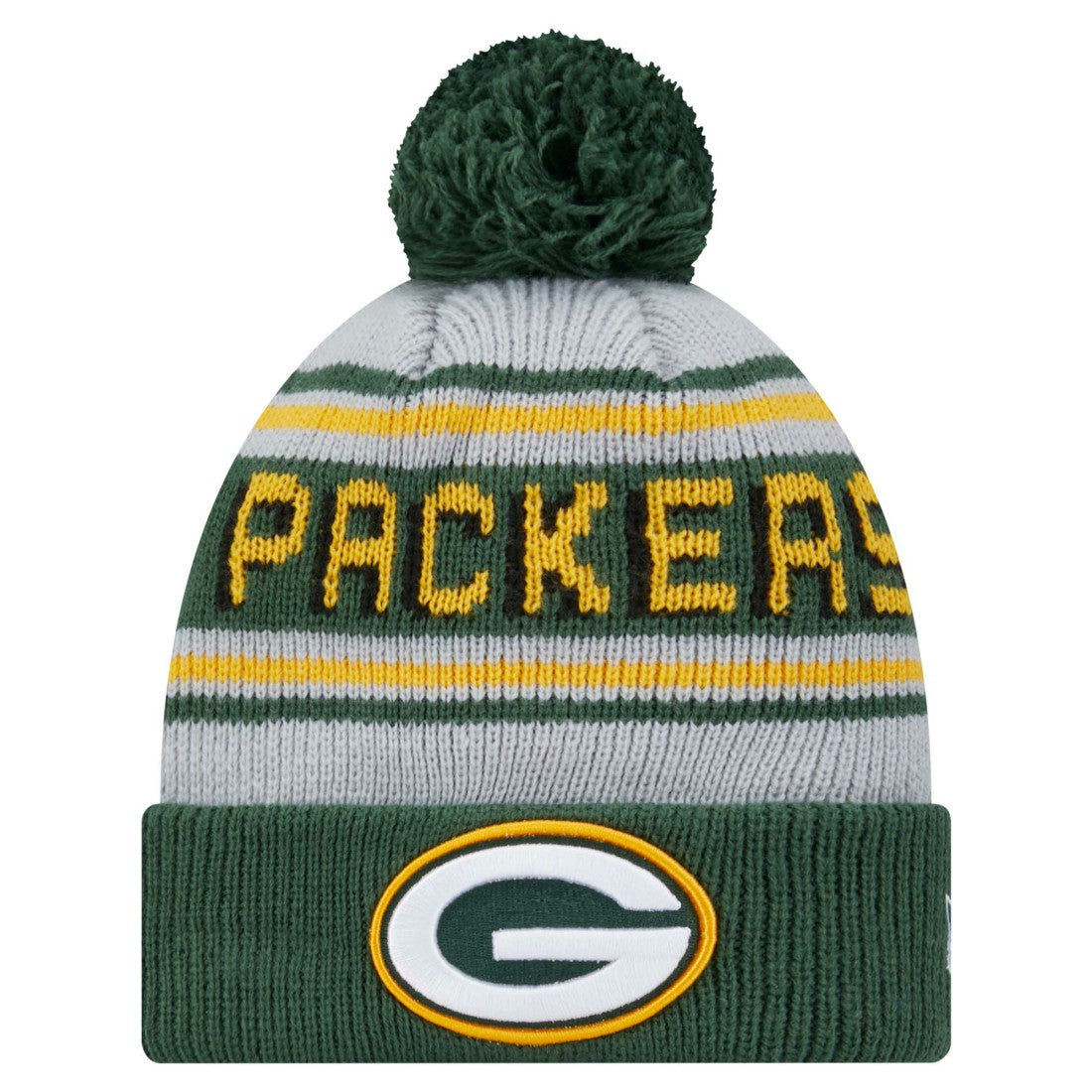 Green Bay Packers New Era Youth Main Cuffed Knit Hat with Pom - Green on sale