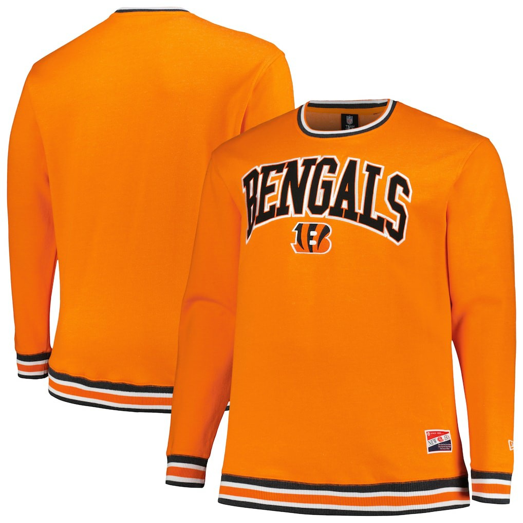 Cincinnati Bengals New Era Big & Tall Pullover Sweatshirt - Orange cheap