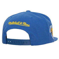 Golden State Warriors Retro Sport Color Block Script Snapback Hat sale - White/Royal outlet