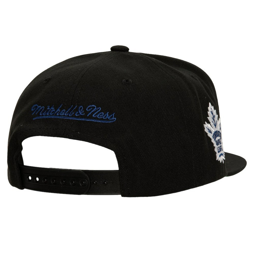 Toronto Maple Leafs Mitchell & Ness Retro Script Colorblock Snapback Hat - Black Hats