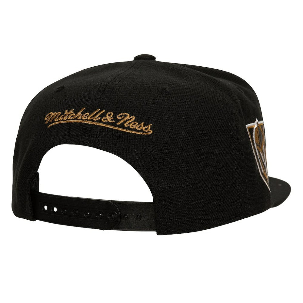 Vegas Golden Knights Mitchell & Ness Retro Script Colorblock Snapback Hat - Black Hats