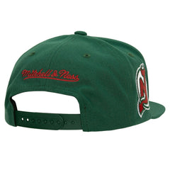 New Jersey Devils Mitchell & Ness Retro Script Colorblock Snapback Hat - Green Jerseys