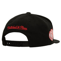 Detroit Red Wings Mitchell & Ness Retro Script Colorblock Snapback Hat - Black Hats