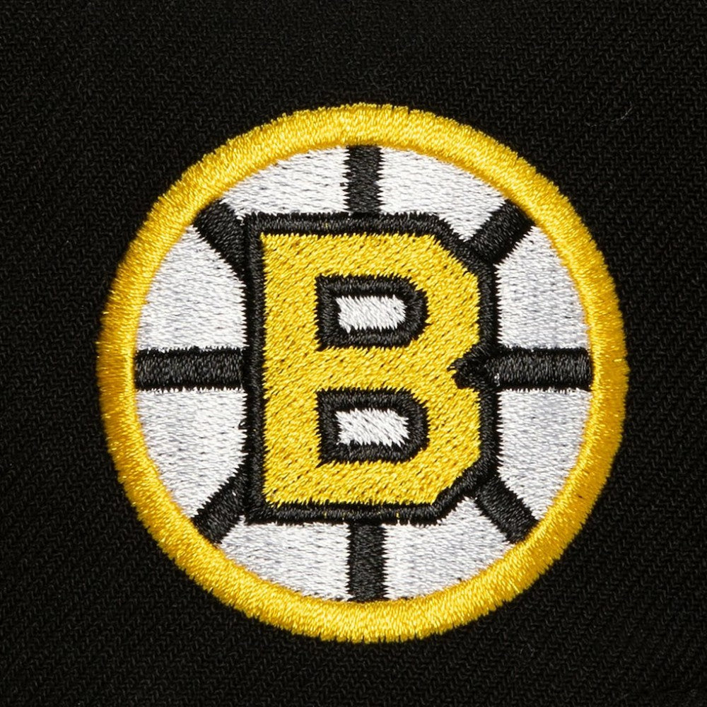 Boston Bruins Mitchell & Ness Retro Script Colorblock Snapback Hat - Black Hats