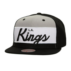 Los Angeles Kings Mitchell & Ness Retro Script Colorblock Snapback Hat - Black Hats