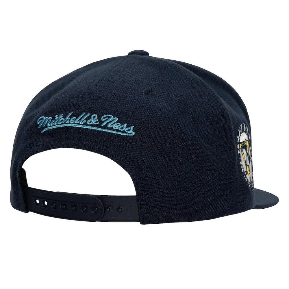 Pittsburgh Penguins Mitchell & Ness Retro Script Colorblock Snapback Hat - Navy Hats