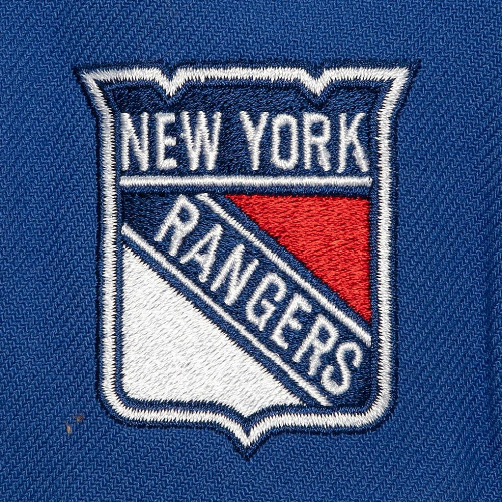 New York Rangers Mitchell & Ness Retro Script Colorblock Snapback Hat - Blue Hats