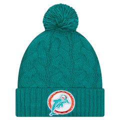 Miami Dolphins New Era Women's Cable Cuffed Knit Hat with Pom - Aqua online