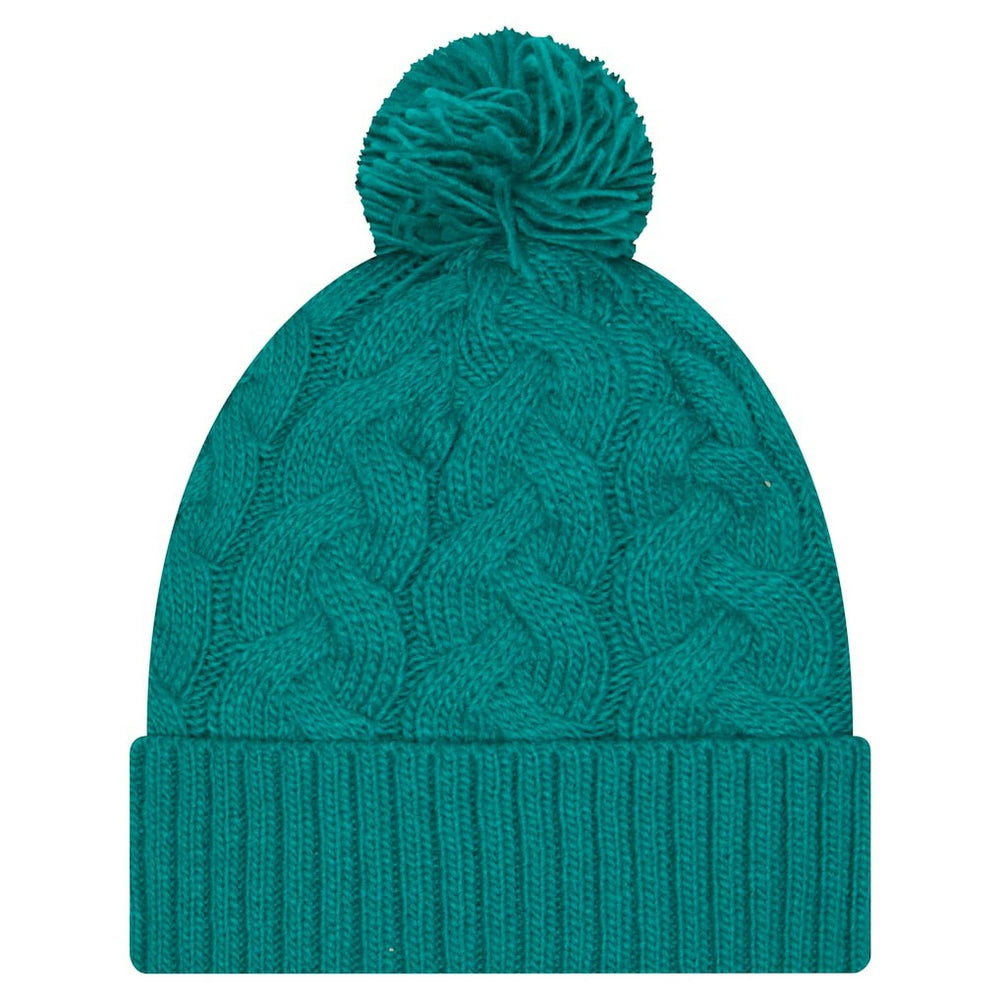 Miami Dolphins New Era Women's Cable Cuffed Knit Hat with Pom - Aqua online