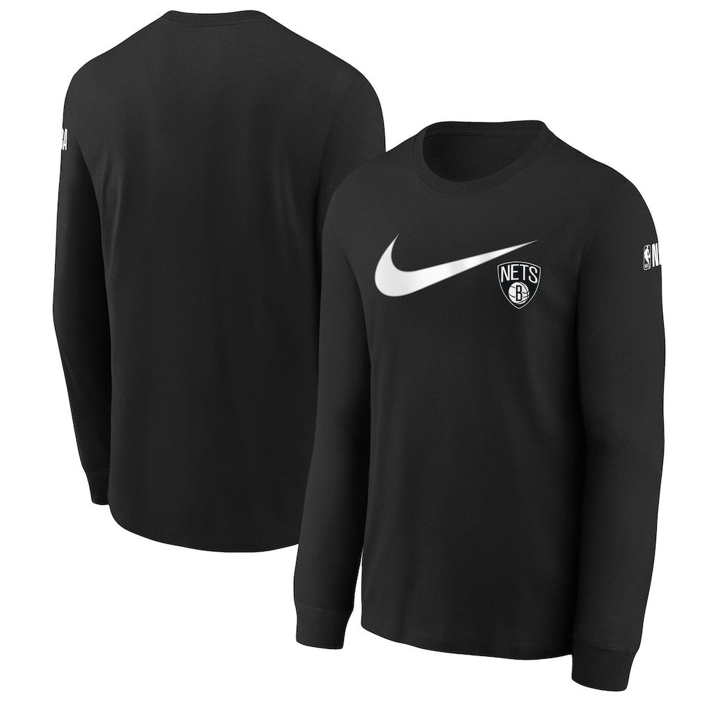 Brooklyn Nets Youth Swoosh Long Sleeve T-Shirt - Black discount