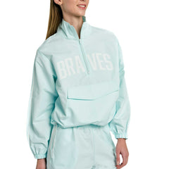 Atlanta Braves Lusso Women's Parker Half-Zip Jacket Light Blue