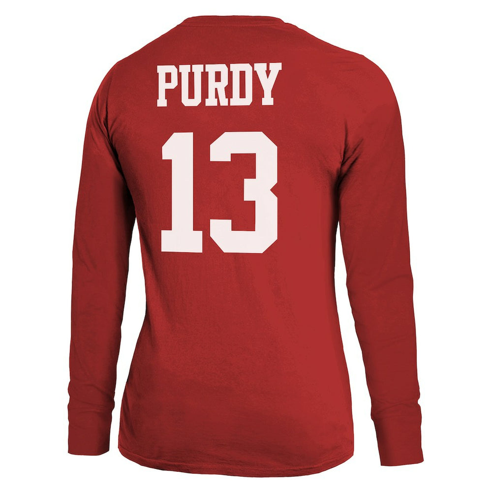 Brock Purdy San Francisco 49ers Majestic Threads Women's Player Name & Number Long Sleeve T-Shirt - Scarlet discount